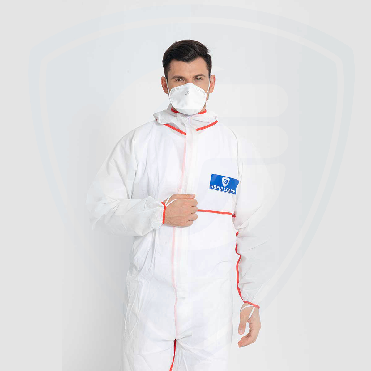 Vêtements de protection jetables Combinaison à ourlet respirante non tissée à l'épreuve de la poussière et des éclaboussures