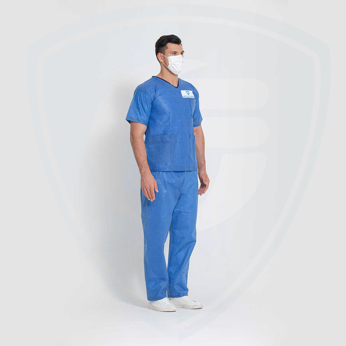 Combinaisons de gommage d'hôpital de robe de patient chirurgicale bleue non tissée SMS jetables